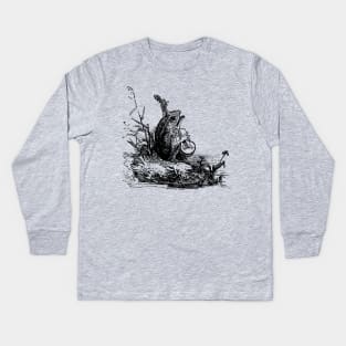 Froggy Serenade: Cottagecore and Goblincore Featuring Frog Playing Music Kids Long Sleeve T-Shirt